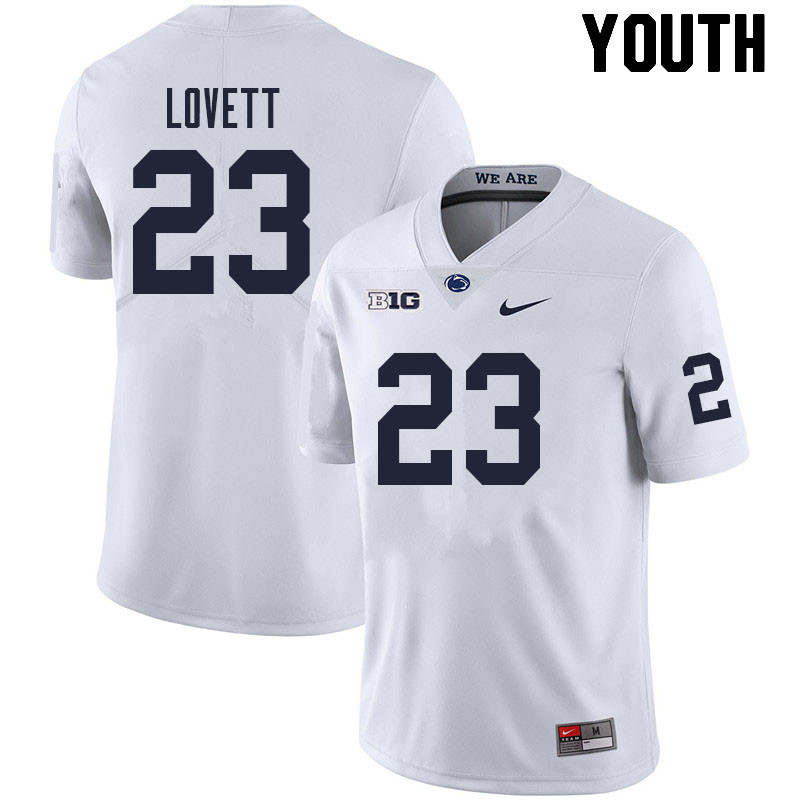 Youth #23 John Lovett Penn State Nittany Lions College Football Jerseys Sale-White - Click Image to Close
